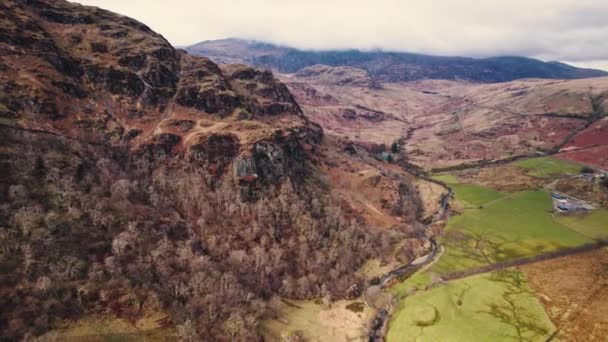Madártávlatból Kilátás Welsh Valley Található Snowdonia Wales Csodálatos Természet Kiváló — Stock videók