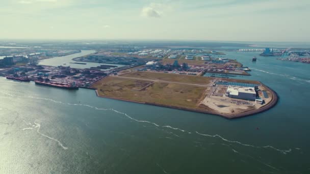 Widok Lotu Ptaka Port Rotterdamie Wzdłuż Wybrzeża Morza Północnego Największego — Wideo stockowe