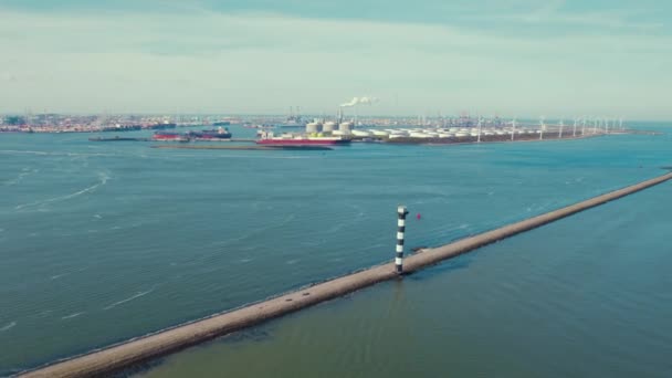 Aerial Overlook Port Rotterdam North Sea Coast Netherlands High Quality — ストック動画