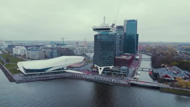 Amsterdam Nizozemsko Pohled Eye Film Museum Věž Adam Řeky Vysoce — Stock video