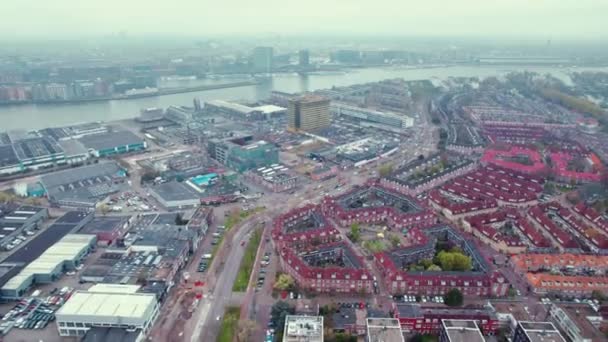 Hollanda Amsterdam Dan Panorama Havadan Amstel Nehri Yüksek Kalite Görüntü — Stok video