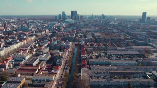 Гаазький Міський Пейзаж Сонячний День Панорама Нідерланди Високоякісні Кадри — стокове відео