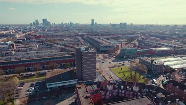Drone Voando Sobre Parte Antiga Haia Cidade Den Haag Dia — Vídeo de Stock