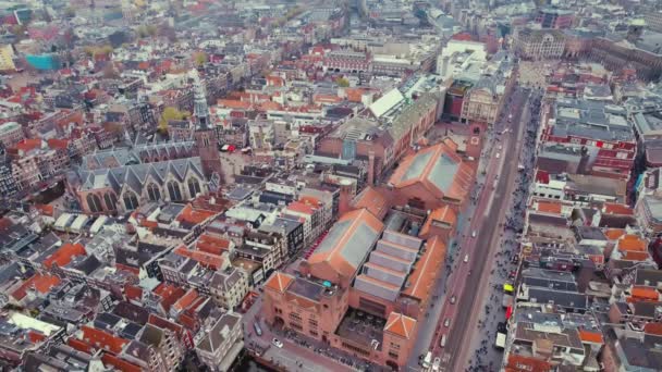 Amsterdam Amstel Nehri Hollanda Nın Havadan Görünüşü Yüksek Kalite Görüntü — Stok video