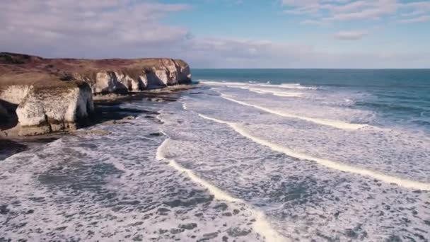 Flamborough Head Plajı Kuzey Landing Plajı Çok Güzel Kum Beyaz — Stok video