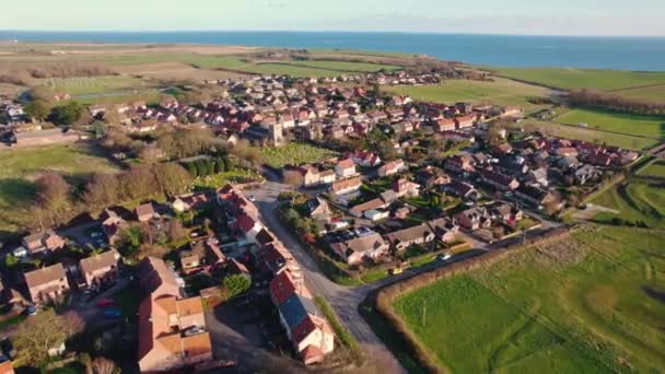 Великолепный Вид Воздуха Крошечный Красивый Город Фламборо Йоркшире Великобритания Высококачественные — стоковое видео