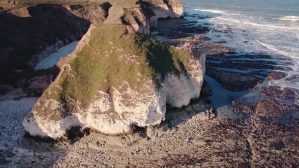 英国约克郡弗兰伯勒头海岸的航拍照片 高质量的4K镜头 — 图库视频影像