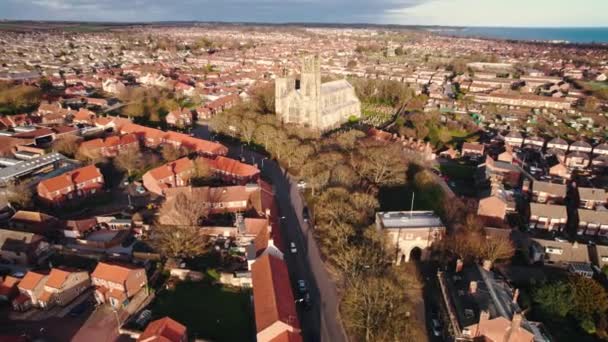 Vista Panorámica Día Soleado Típico Ciudad Flamborough Yorkshire Inglaterra Imágenes — Vídeos de Stock