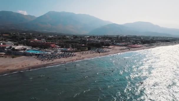 Plage Dans Village Kavros Crète Île Grèce Des Eaux Turquoises — Video