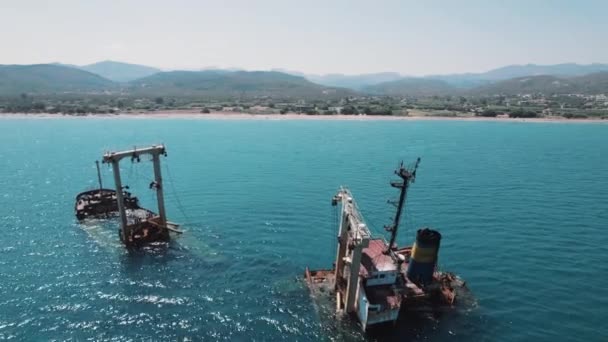 Naufragio Manassa Rose Nella Baia Kissamos Bellissimo Paesaggio Costiero Creta — Video Stock