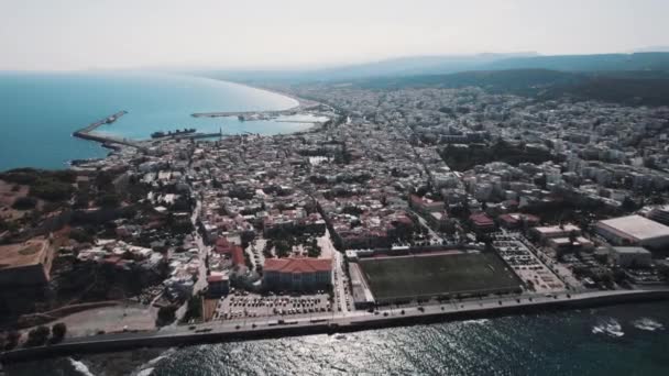 Vista Pájaro Ciudad Rethymno Isla Creta Grecia Imágenes Alta Calidad — Vídeos de Stock