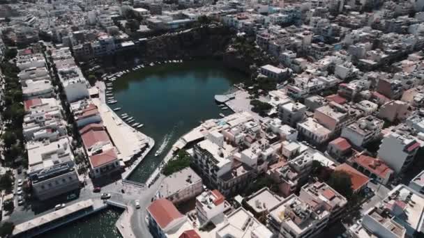 Agios Nikolaos Pittoresk Stad Den Östra Delen Kreta Byggd Nordvästra — Stockvideo