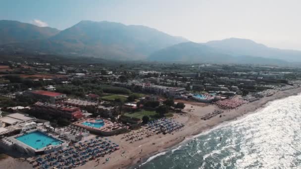 Georgioupoli Kavros Beach Szálloda Nagy Látószögű Kilátás Egy Gyönyörű Görög — Stock videók