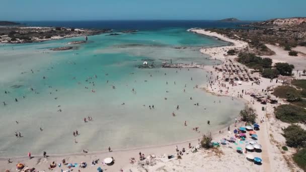 Luftaufnahme Des Schönen Tropischen Elafonissi Strandes Mit Rosa Sand Blick — Stockvideo