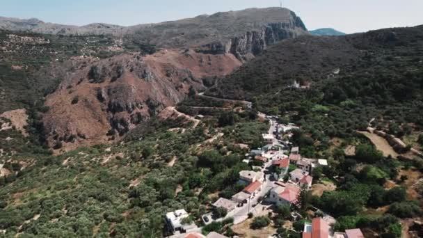 Vista Drones Sobre Aldeia Topolia Desfiladeiro Topolia Gorge Creta Grécia — Vídeo de Stock