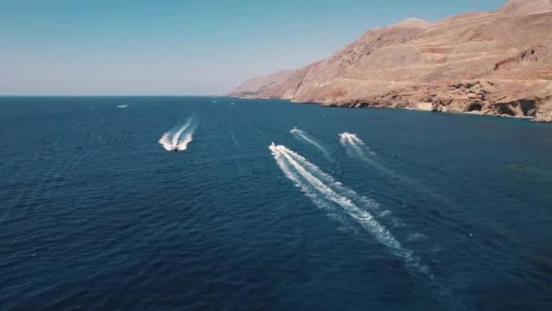 Naturalmente Deslumbrante Costa Sul Creta Grece Visto Perspectiva Aérea Barcos — Vídeo de Stock