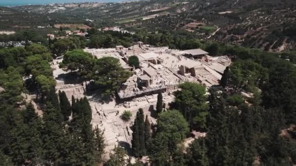 Vue Aérienne Ralenti Magnifique Palais Minoen Knossos Situé Près Côte — Video