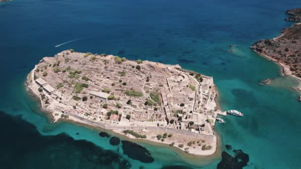 Île Spinalonga Située Dans Golfe Elounda Dans Nord Est Crète — Video