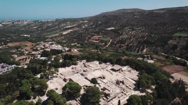 Célèbre Palais Minoen Antique Knossos Grèce Paysage Crétois Rempli Collines — Video