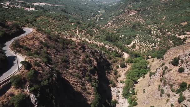 Beautiful Birds Eye Perspective Topolia Gorge Located West Crete Drone — Stock Video