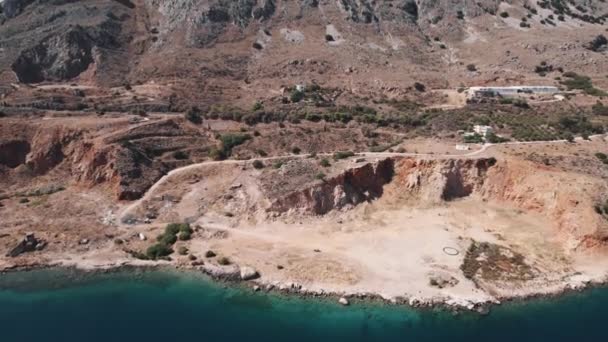 Rohe Natur Atemberaubende Griechische Berge Und Felsige Küste Von Der — Stockvideo