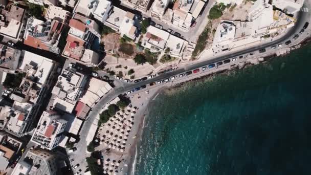 Вид Зверху Вниз Озеро Вулиці Агіос Ніколаос Крит Греція Високоякісні — стокове відео