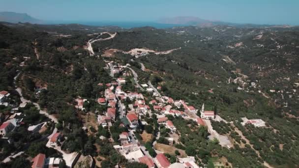 Високий Повітряний Вид Гірське Село Тополі Крит Греція Високоякісні Кадри — стокове відео