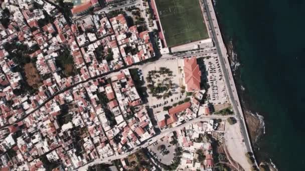 Nsansız Hava Aracıyla Rethymno Şehri Girit Yunanistan Yüksek Kalite Görüntü — Stok video