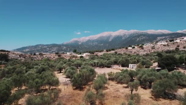 Lefka Ori White Mountains Rangeagainst Blue Sky Drone Wide Shot — Video Stock