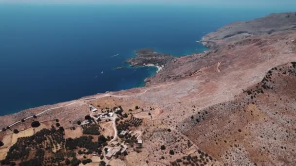 Zuid Kreta Sfakia Kloof Aan Zee Drone Uitzicht Van Boven — Stockvideo