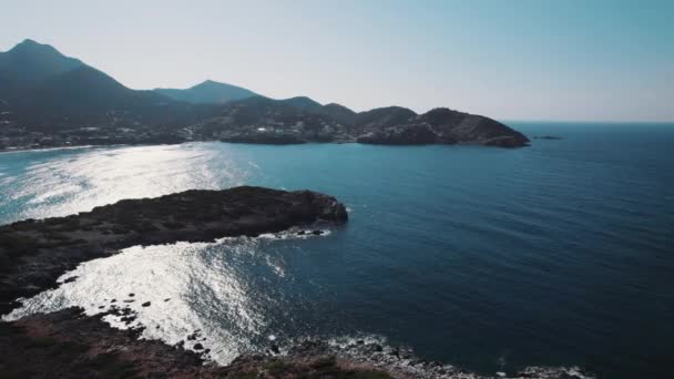 Bahía Mirabello Isla Creta Paisaje Marítimo Aéreo Grecia Imágenes Alta — Vídeo de stock