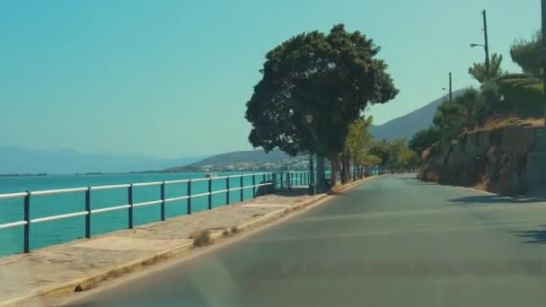 Dirigindo Magnífica Estrada Para Agios Nikolao Pitoresca Cidade Costeira Localizada — Vídeo de Stock