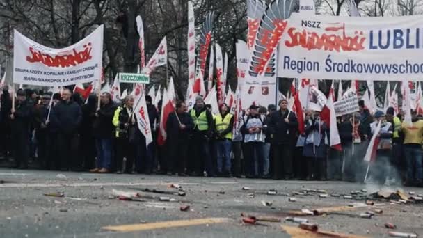 2024 Varsavia Polonia Gli Agricoltori Protestano Strada Varsavia Polonia Filmati — Video Stock