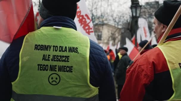 2024 바르샤바 폴란드 반정부 집회에 남자의 뒤보기 고품질 — 비디오