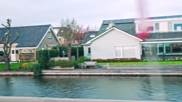 Подорожі Красивих Каналах Будинках Нідерландах Високоякісні Кадри — стокове відео