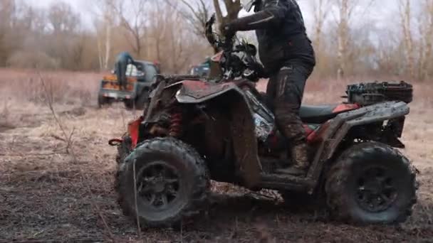 2024 Gora Kalwaria Poland Atv Rider Hard Dirt Track Extreme — Stock Video