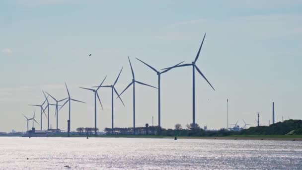 Windkraftanlagen Einem Offshore Windpark Der Nordsee Vor Der Küste Der — Stockvideo