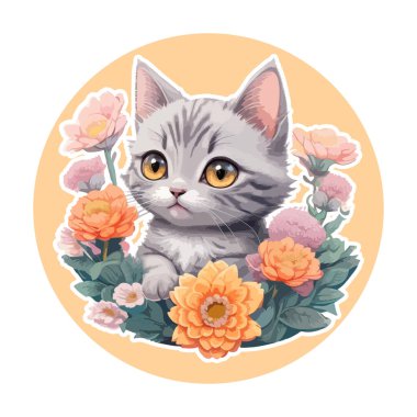 Çıkartma şirin bir kedi yavrusu.