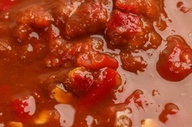 Asya yemekleri için son derece acı sos soslu sambal blachan geragau krill domates sarımsaklı kırmızı biber. 