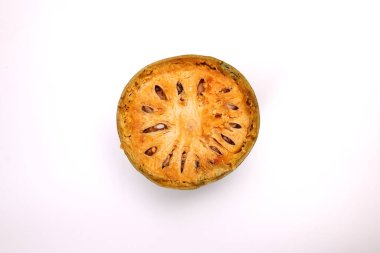 Güneydoğu Asa ahşap elma bael meyvesi Limonya asidissima sert kabuk yarısı et içinde meyve suyu malzemesi 