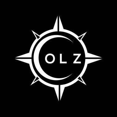 OLZ soyut teknoloji çemberi logo tasarımını siyah arkaplan üzerine kuruyor. OLZ yaratıcı harf logosu.