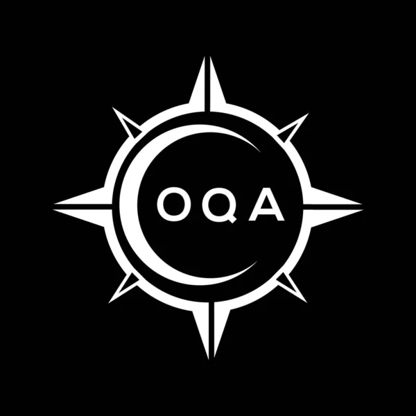Oqa Abstract Technologie Cirkel Instelling Logo Ontwerp Zwarte Achtergrond Oqa — Stockvector