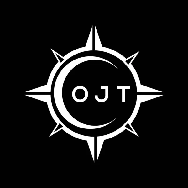 Ojt抽象技術サークルの背景にロゴデザインを設定します OjtのクリエイティブイニシャルレターロゴOjtアブストラクトテクノロジーサークル設定ロゴデザインを黒を基調に Ojtクリエイティブイニシャルレターロゴ — ストックベクタ