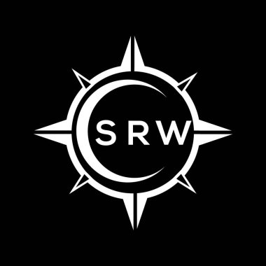 SRW abstract technology circle setting logo design on black background. SRW creative initials letter logo concept.	