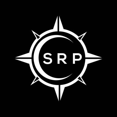 SRP abstract technology circle setting logo design on black background. SRP creative initials letter logo concept.	