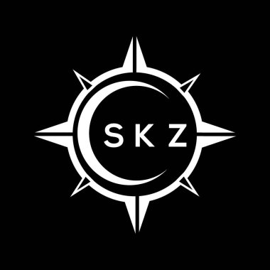 SKZ abstract technology circle setting logo design on black background. SKZ creative initials letter logo concept.	