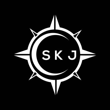 SKJ abstract technology circle setting logo design on black background. SKJ creative initials letter logo concept.	