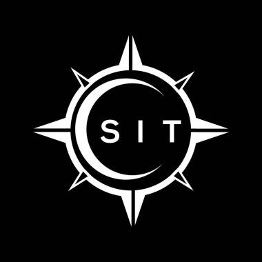 SIT abstract technology circle setting logo design on black background. SIT creative initials letter logo concept.	