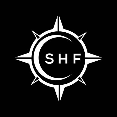 SHF abstract technology circle setting logo design on black background. SHF creative initials letter logo concept.	