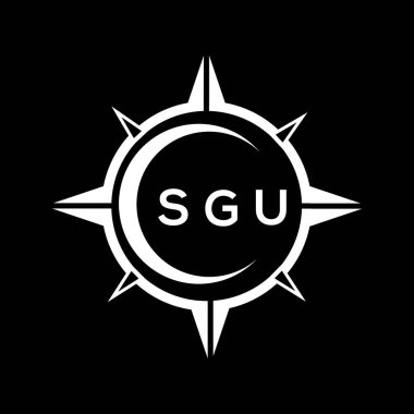 SGU abstract technology circle setting logo design on black background. SGU creative initials letter logo concept.	